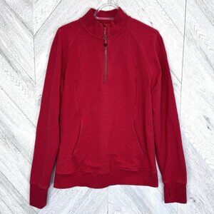 Lululemon Scuba 1/2 Zip Pullover Sweatshirt Red Stretch French Terry Size 12